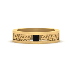 Black Diamond Wedding Band For Men Yellow Gold Mesh Band