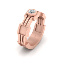 Robotic Style Wedding Band 0.25ct Solitaire Diamond Band