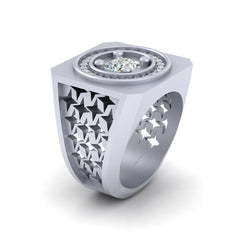 Heavy Diamond Wedding Ring For Him Solid 10k White Gold