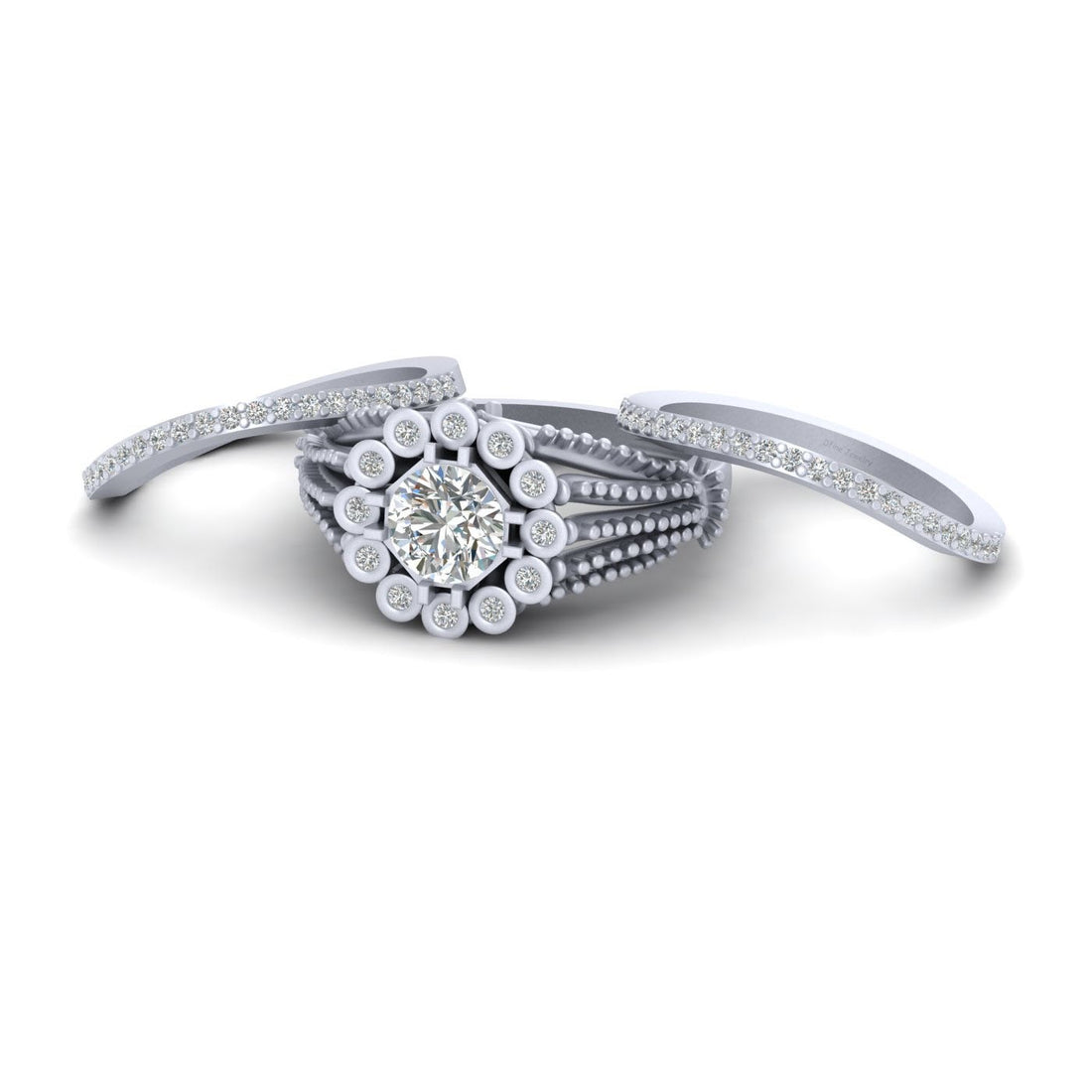 0.80CT MOISSANITE ENGAGEMENT RING SET