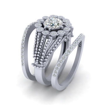 0.80CT MOISSANITE ENGAGEMENT RING SET