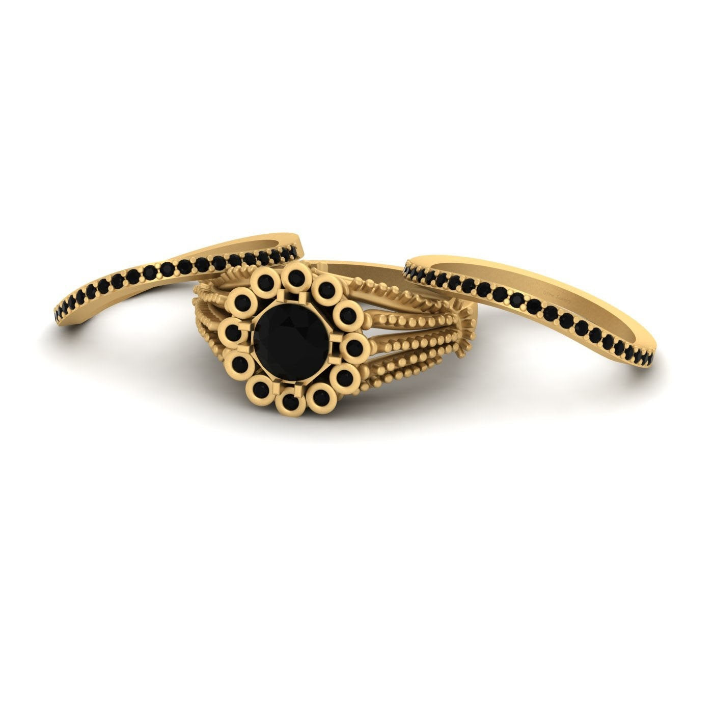 ONYX WEDDING RING SET