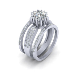 6.0mm Round 0.80ct Moissanite Halo Wedding Ring Set Solid 14k Gold Moissanite Engagement Ring Set