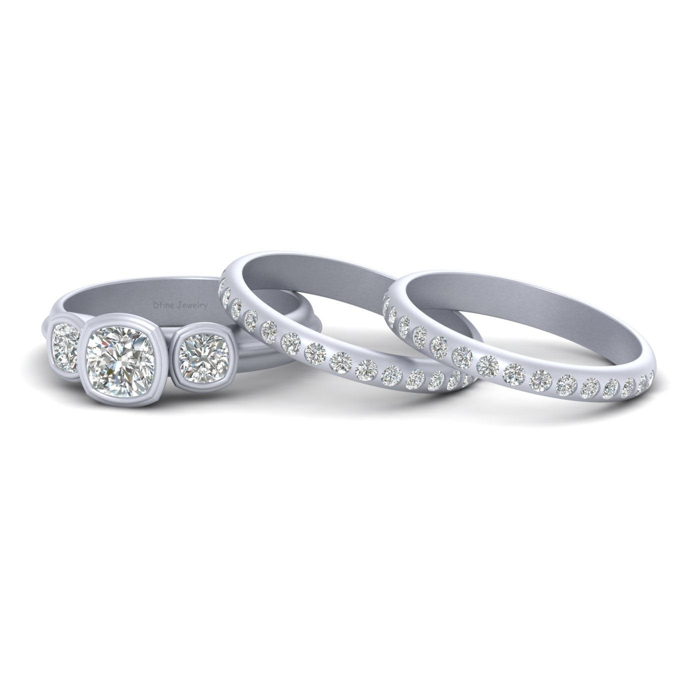 THREE STONE WEDDING SET