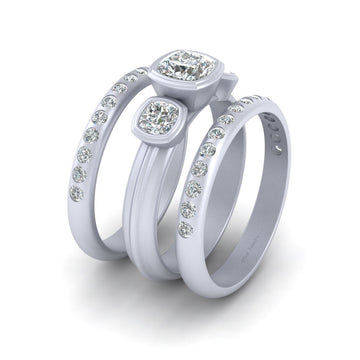 THREE STONE WEDDING SET