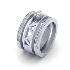 Diamond Wedding Band Set White Gold Bridal Wedding Ring Set Of 3