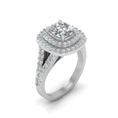 Double Halo Engagement Ring Cushion Diamond Wedding Ring Womens