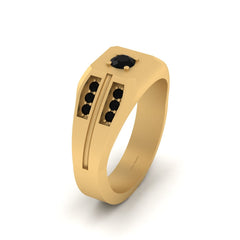 Black Diamond Wedding Band For Him Yellow Gold Rings For Men