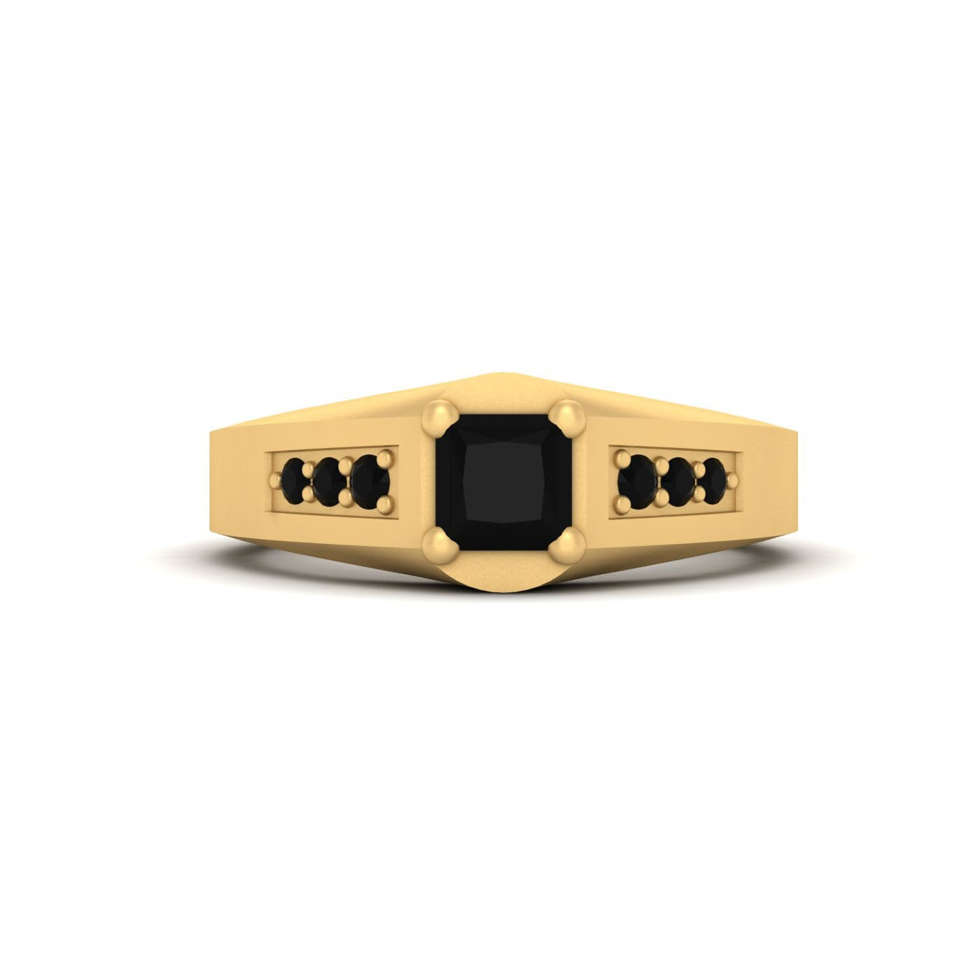 BLACK ONYX WEDDING BAND GOLD