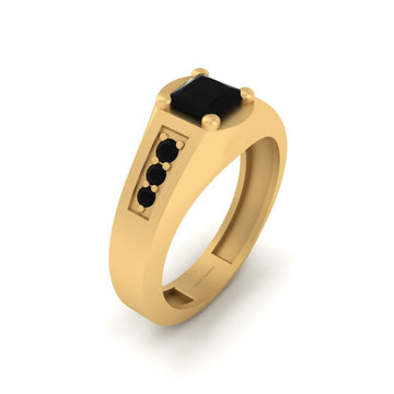BLACK ONYX WEDDING BAND GOLD