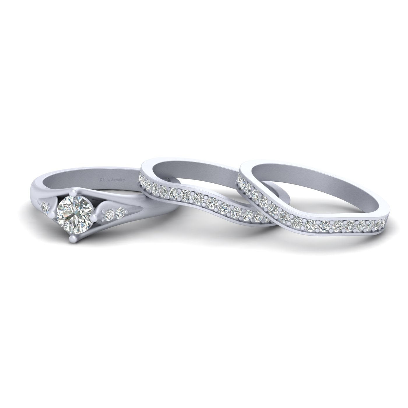 ROUND MOISSANITE WEDDING RING SET