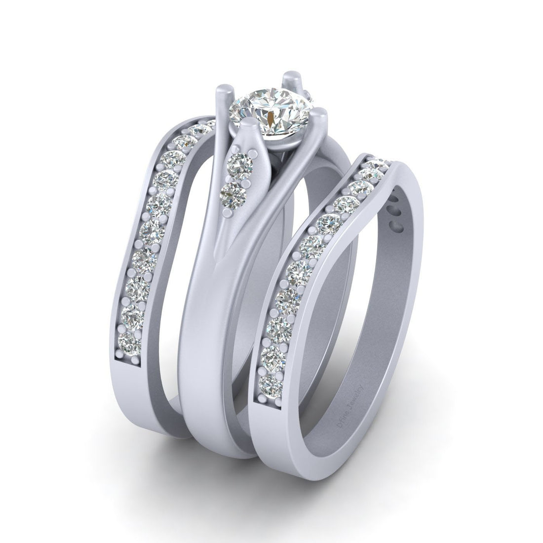 ROUND MOISSANITE WEDDING RING SET