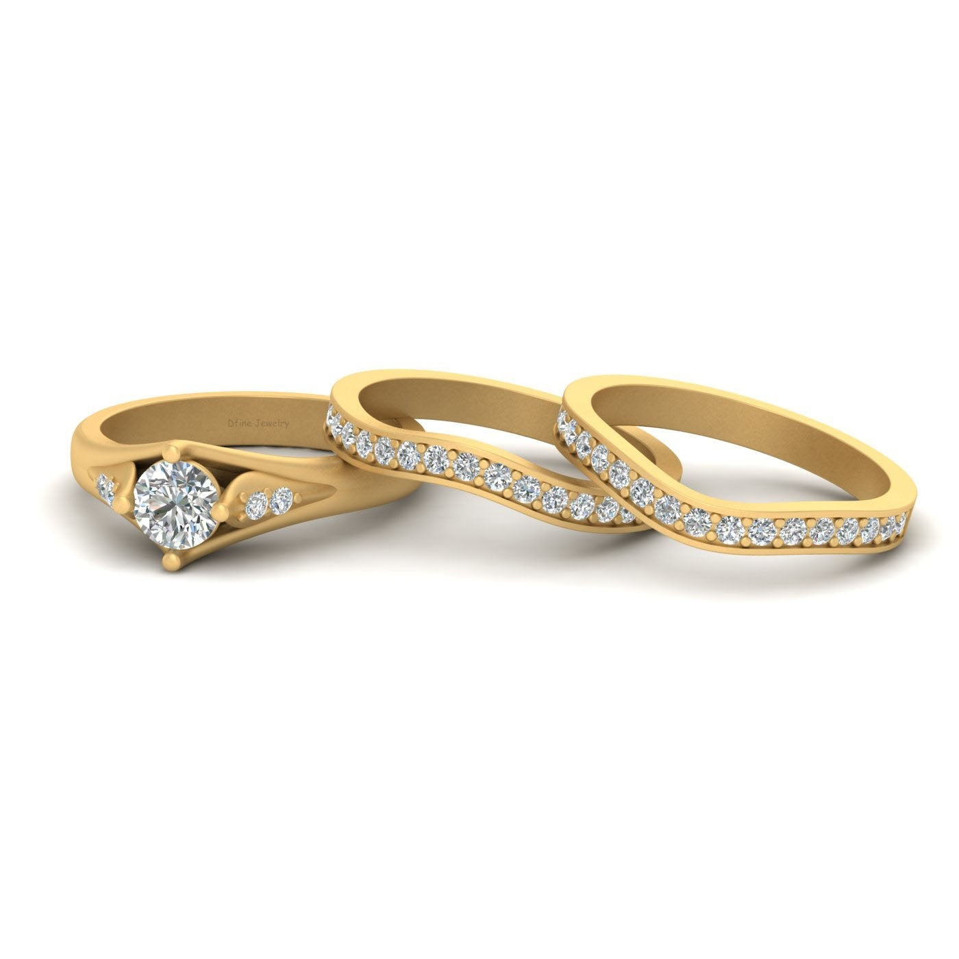 ROUND MOISSANITE WEDDING RING SET