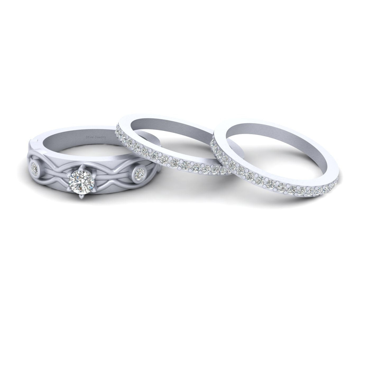 WHITE GOLD WEDDING RING SET