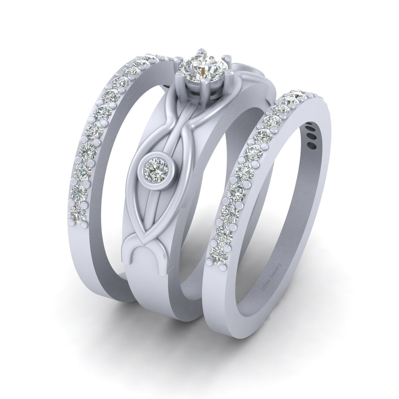 WHITE GOLD WEDDING RING SET