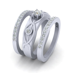 White Gold Wedding Ring Set Simulated Diamond Bridal Sets Jewelry