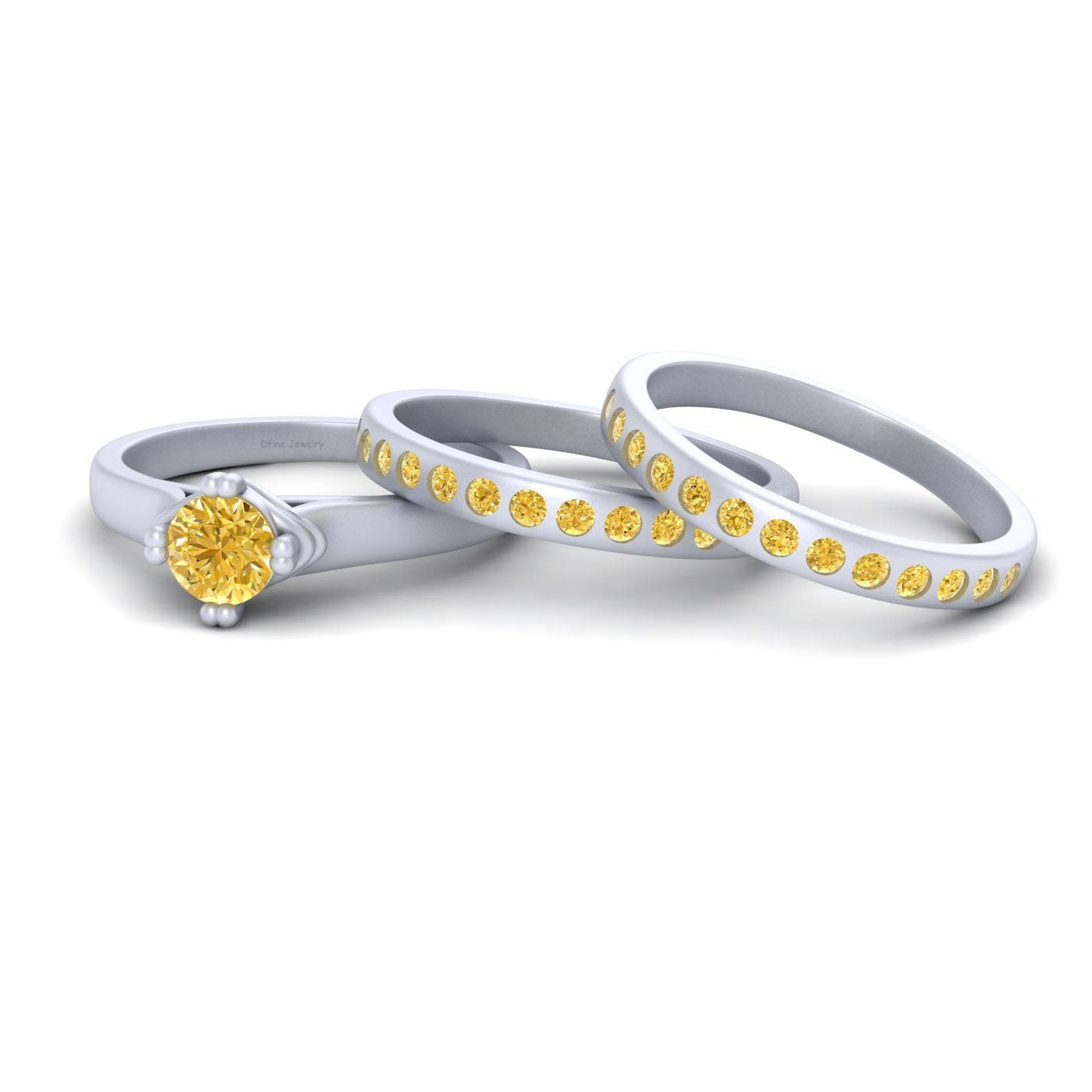 YELLOW TOPAZ ENGAGEMENT RING SET
