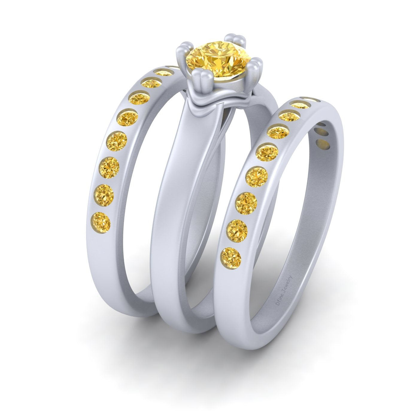 YELLOW TOPAZ ENGAGEMENT RING SET