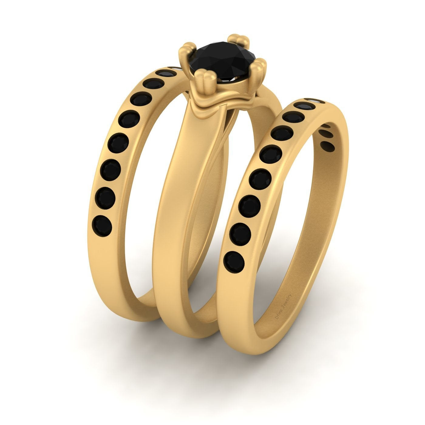 SOLITAIRE BLACK ONYX ENGAGEMENT RING SET