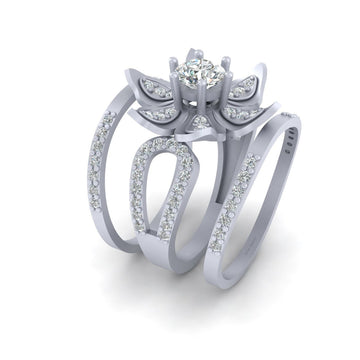 FLOWER MOISSANITE WEDDING RING SET
