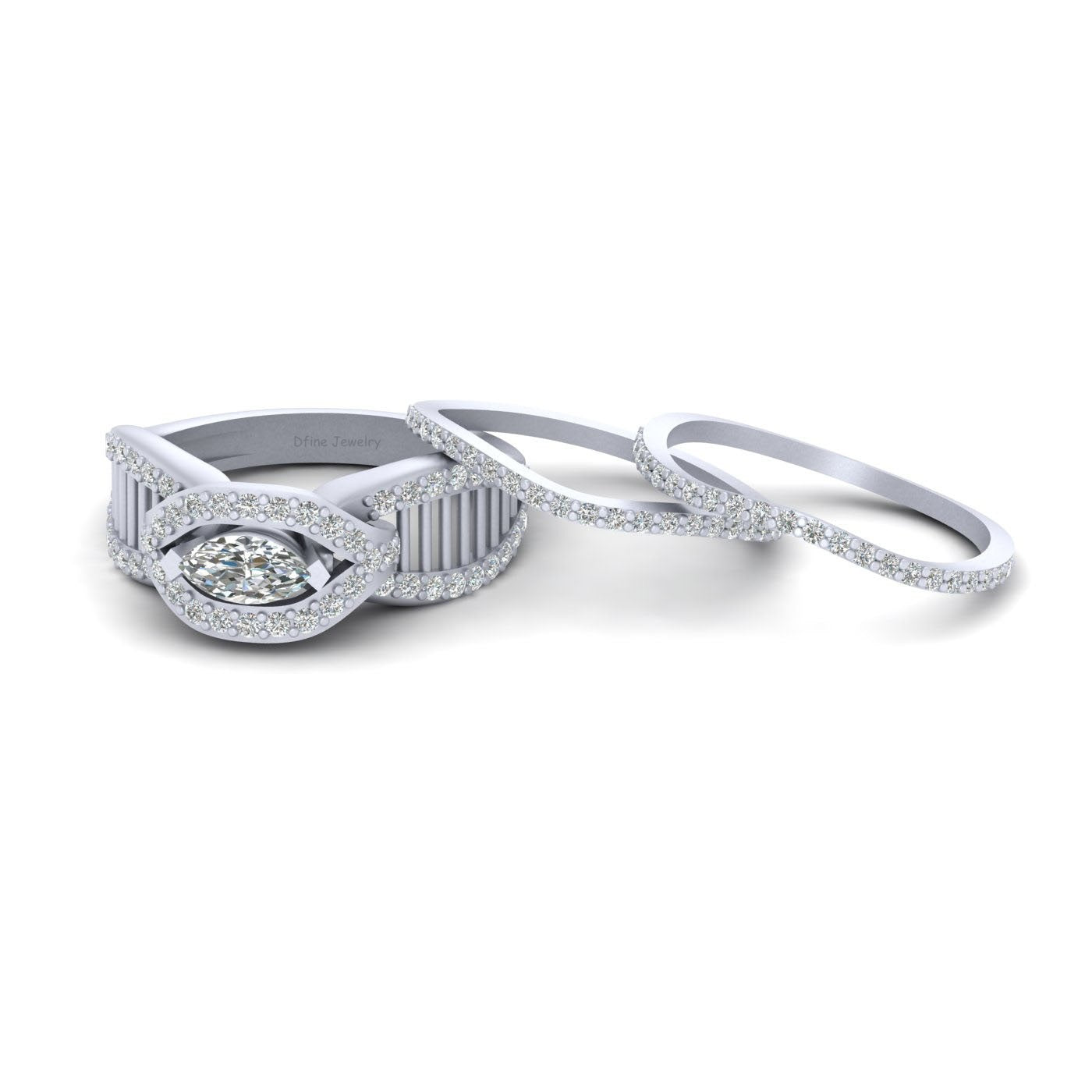 MARQUISE DIAMOND WEDDING RING SET