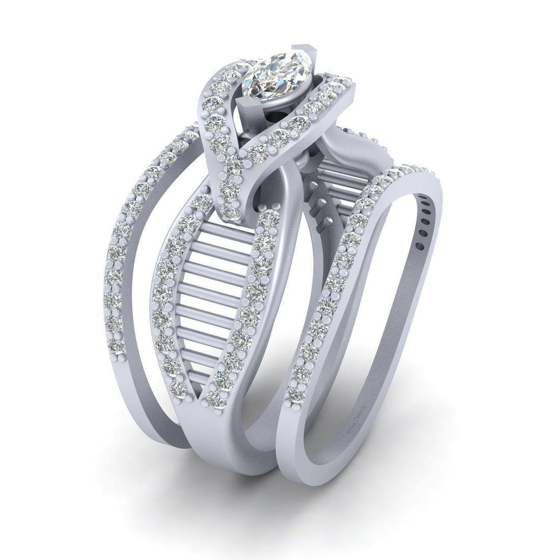 MARQUISE DIAMOND WEDDING RING SET