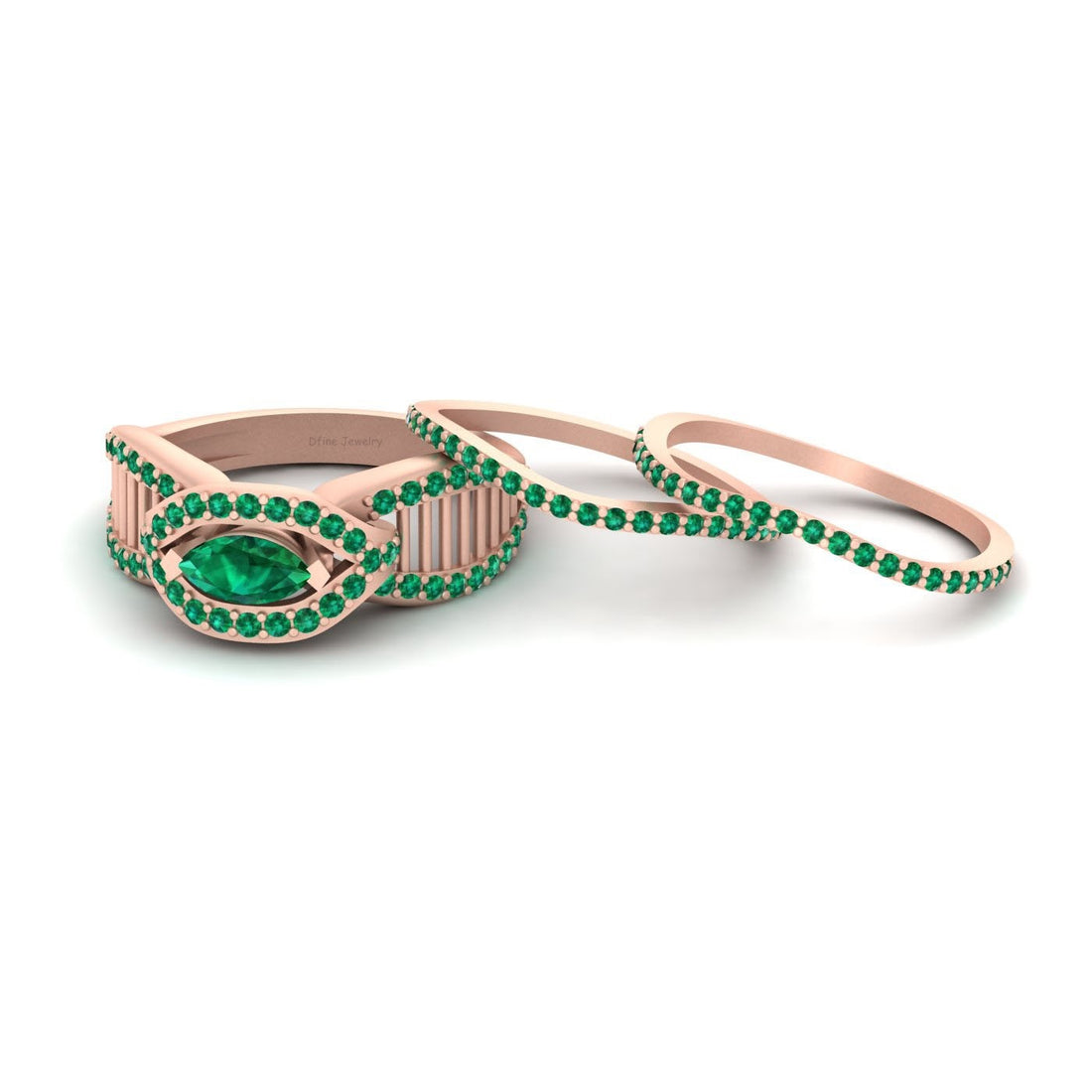 HALO EMERALD BRIDAL WEDDING SETS