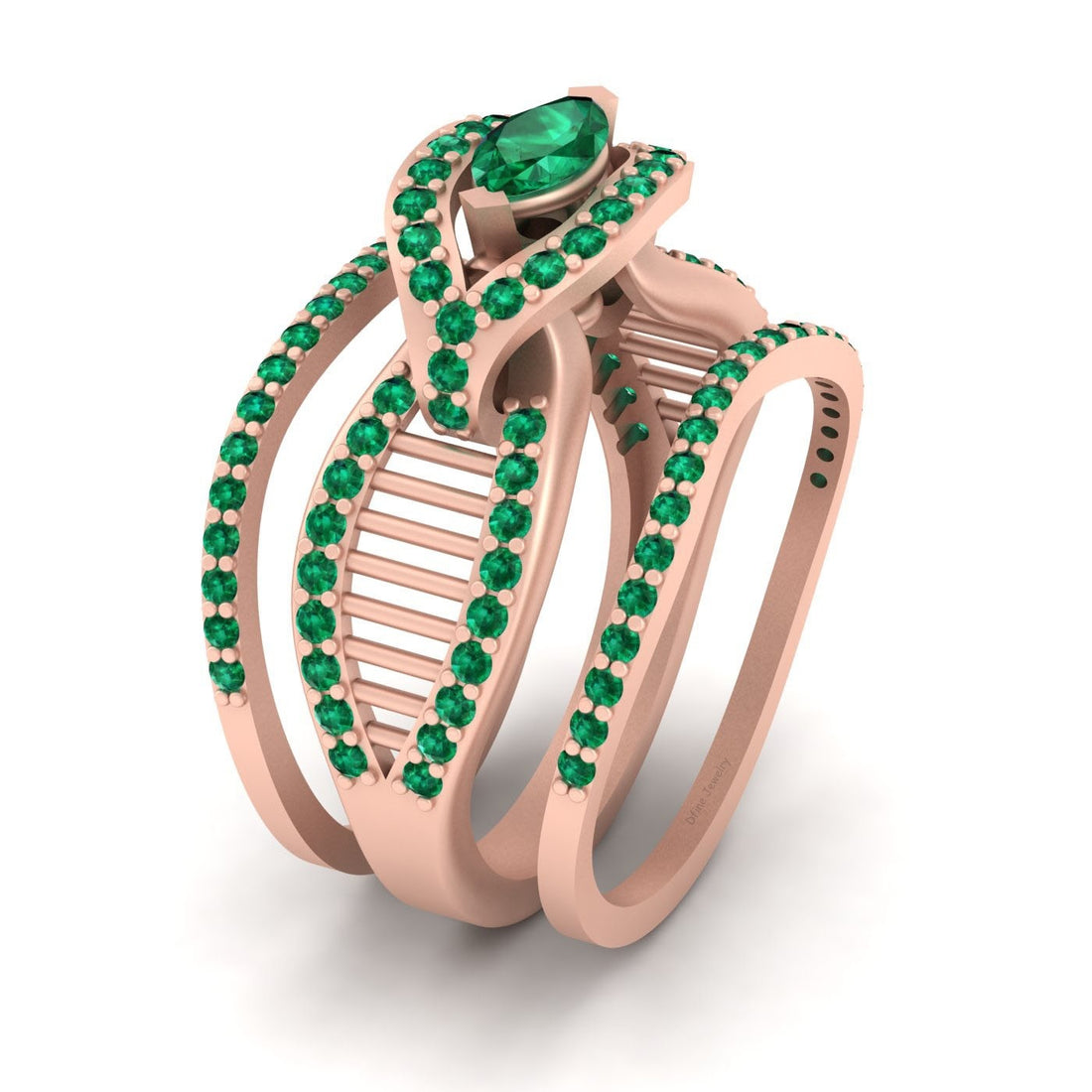 HALO EMERALD BRIDAL WEDDING SETS