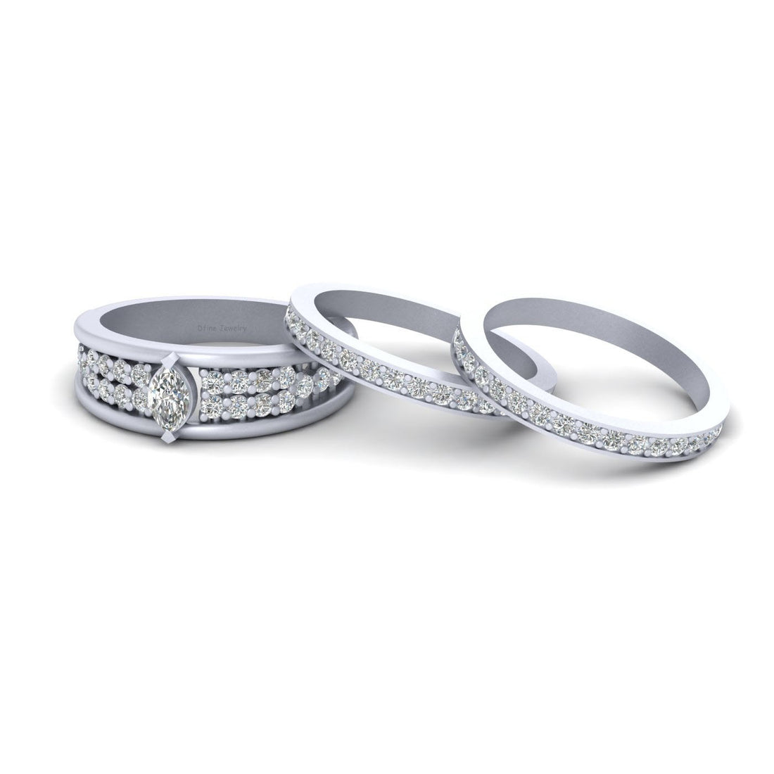 1.05CTTW DIAMOND WEDDING RING SET