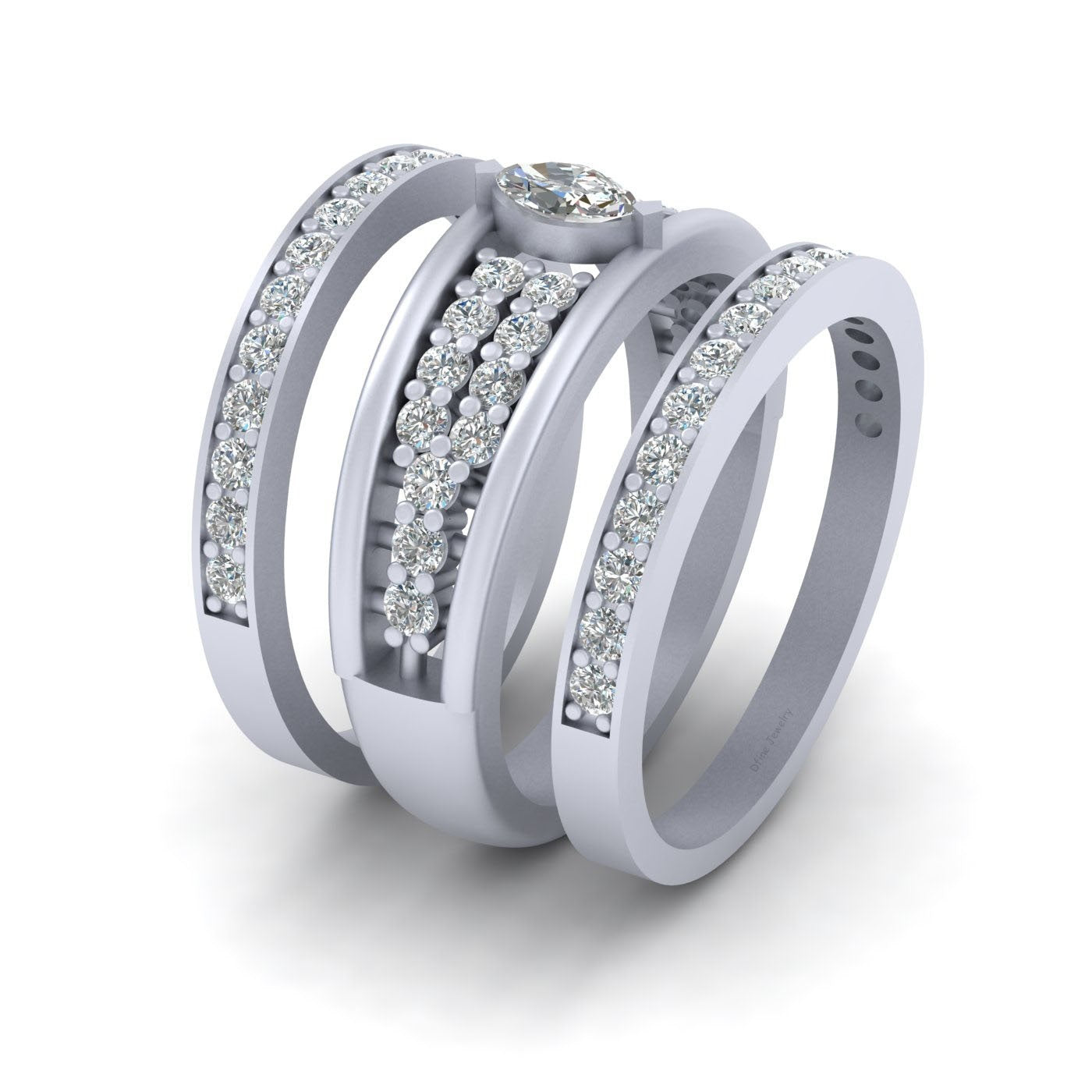 1.05CTTW DIAMOND WEDDING RING SET