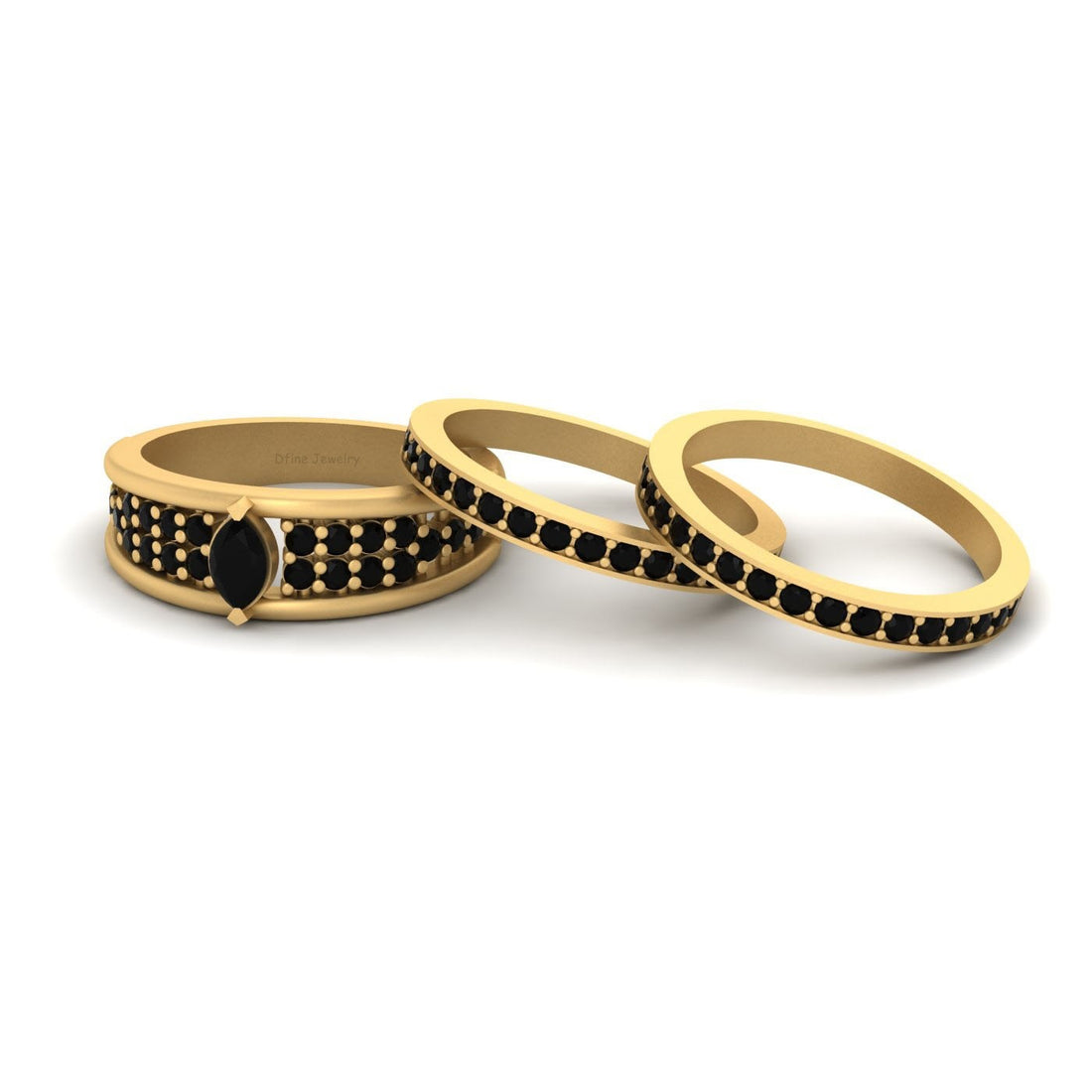 BLACK DIAMOND WEDDING RING BAND SET