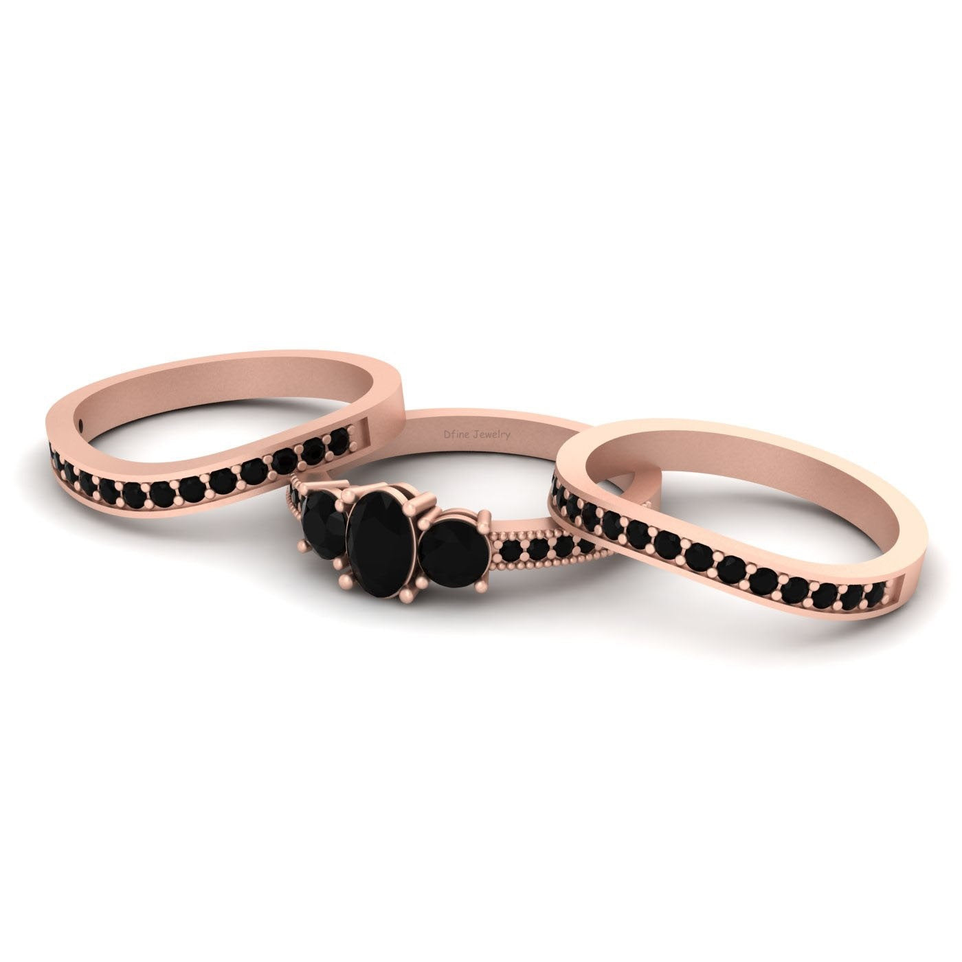 THREE STONE ENGAGEMENT RING SET