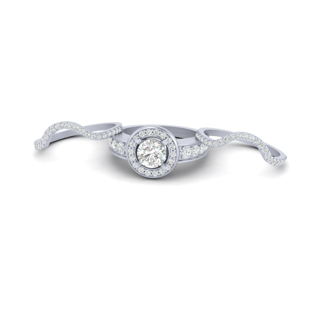 HALO MOISSANITE PROMISE RING SET
