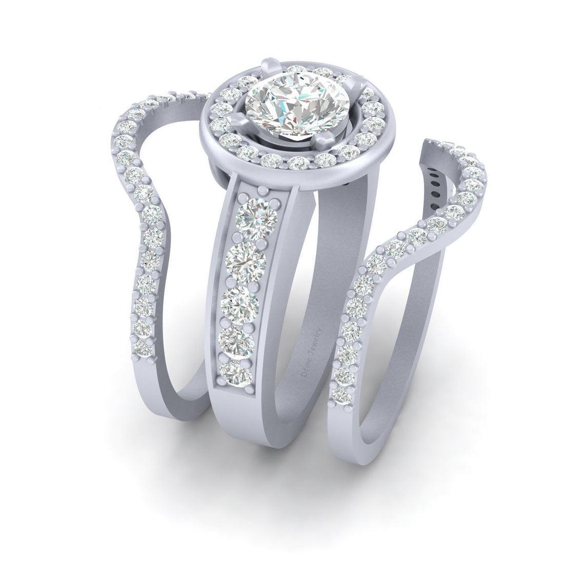 HALO MOISSANITE PROMISE RING SET