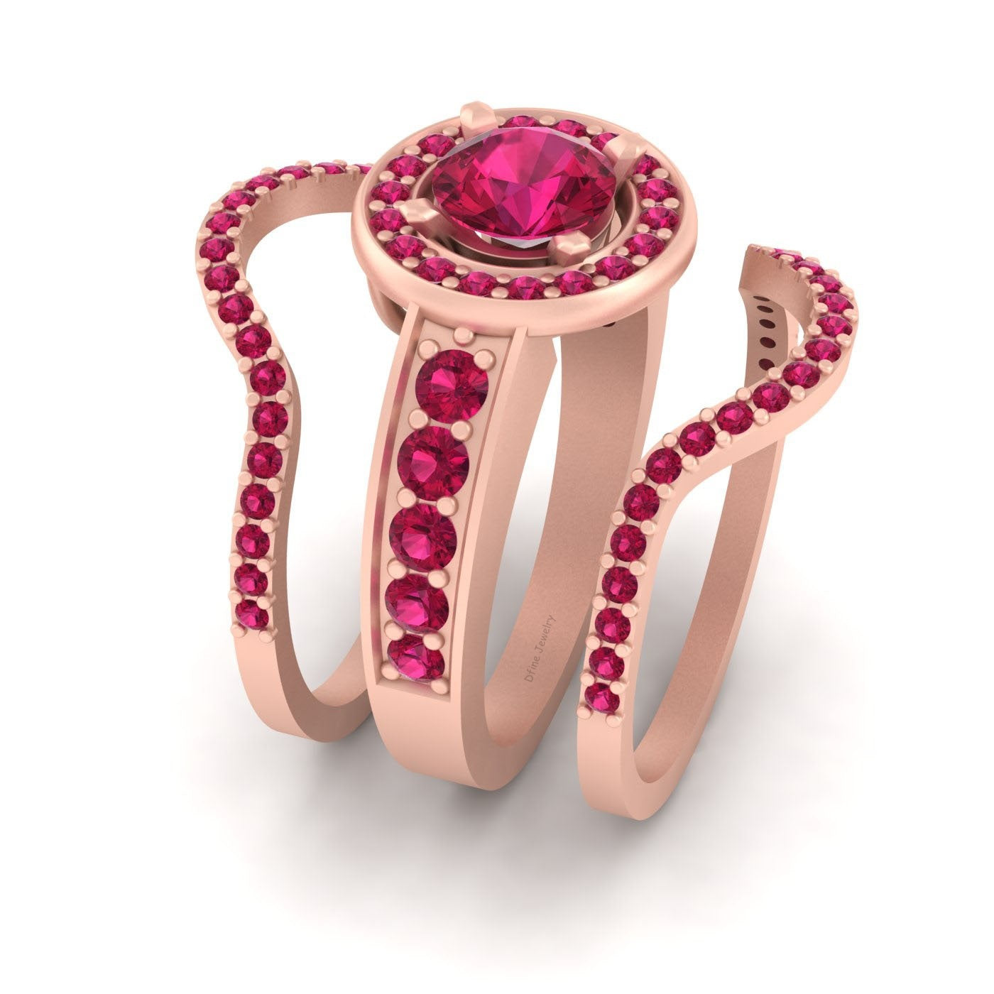 HALO RUBY ENGAGEMENT RING BANDS