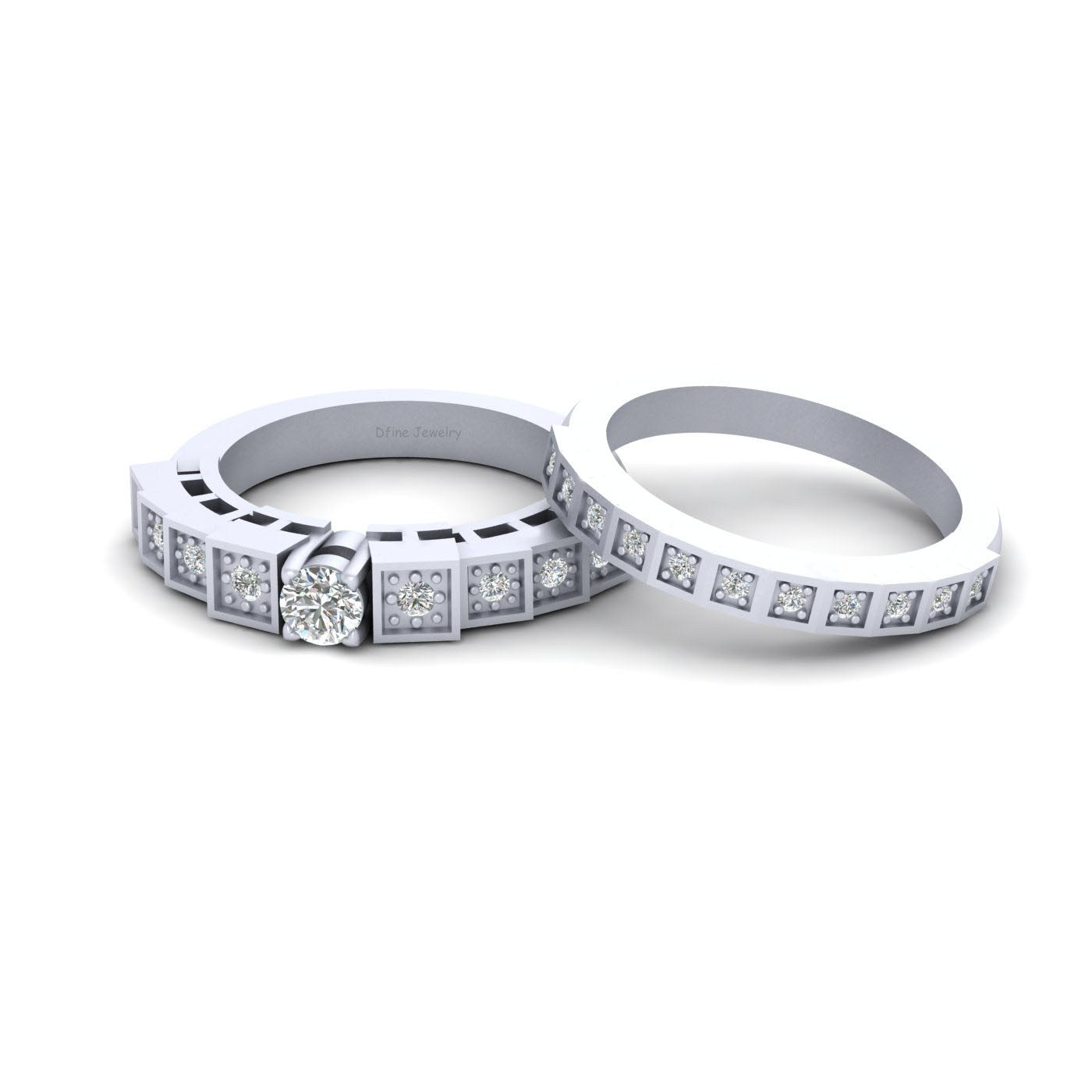0.45CTTW DIAMOND ENGAGEMENT RING SET