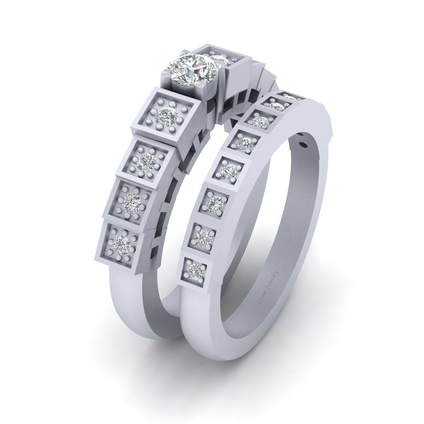 0.45CTTW DIAMOND ENGAGEMENT RING SET