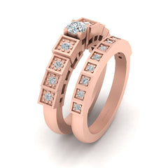 0.45cttw Diamond Engagement Ring Set Rose Gold Promise Ring Set
