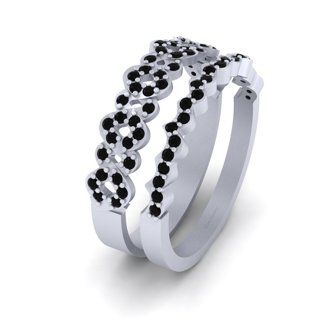 BLACK DIAMOND WAVY PROMISE RING SET