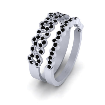 BLACK DIAMOND WAVY PROMISE RING SET