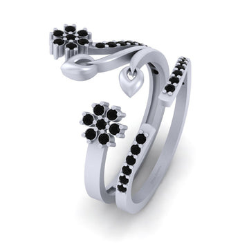 FLORAL WEDDING RING SET ADJUSTABLE