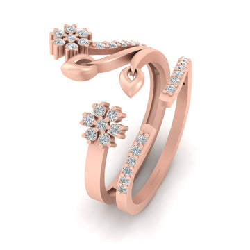 ROSE GOLD FLORAL ENGAGEMENT RING SET