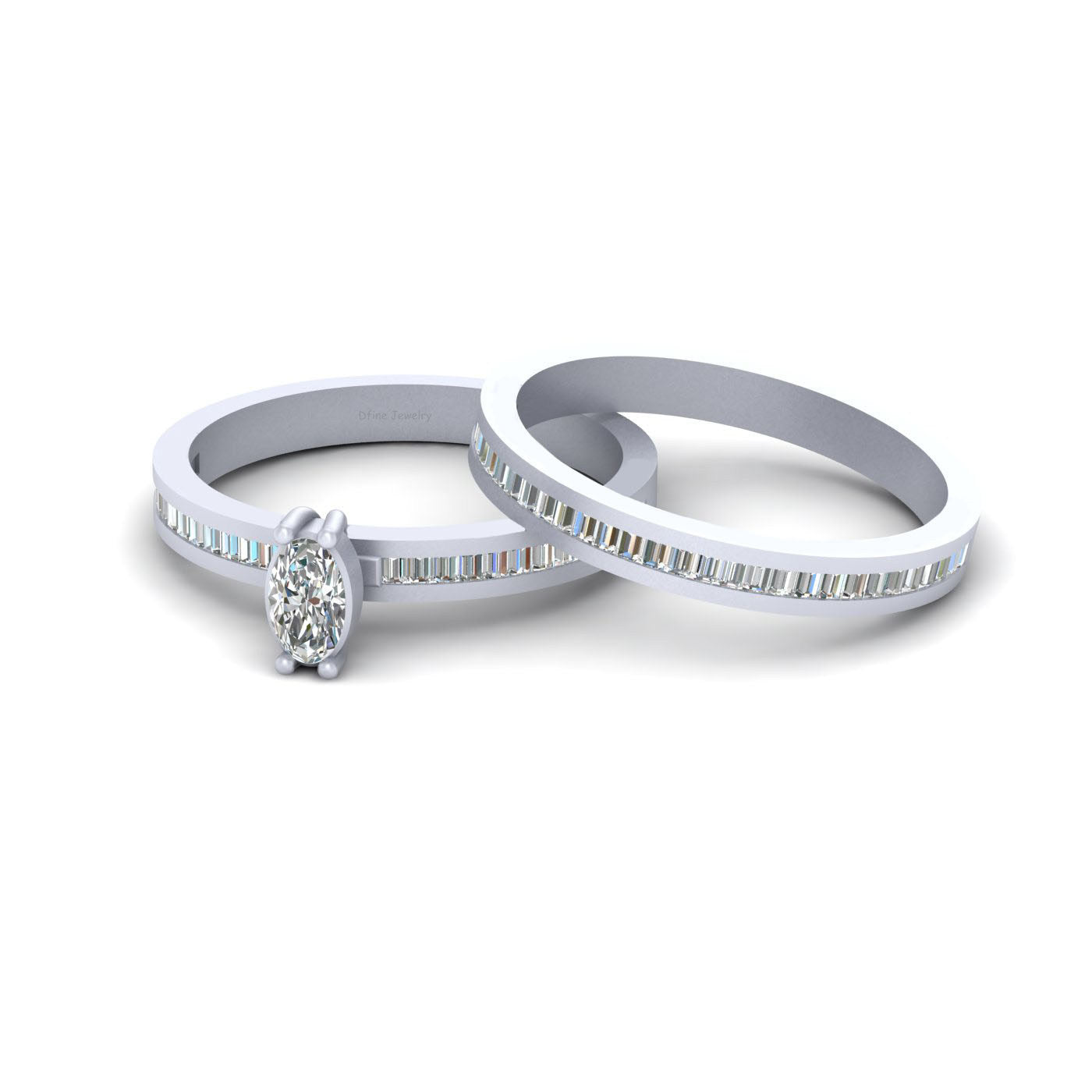 OVAL DIAMOND ENGAGEMENT RING SET