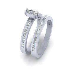 Oval Diamond Engagement Ring Set Baguette Diamond Eternity Band