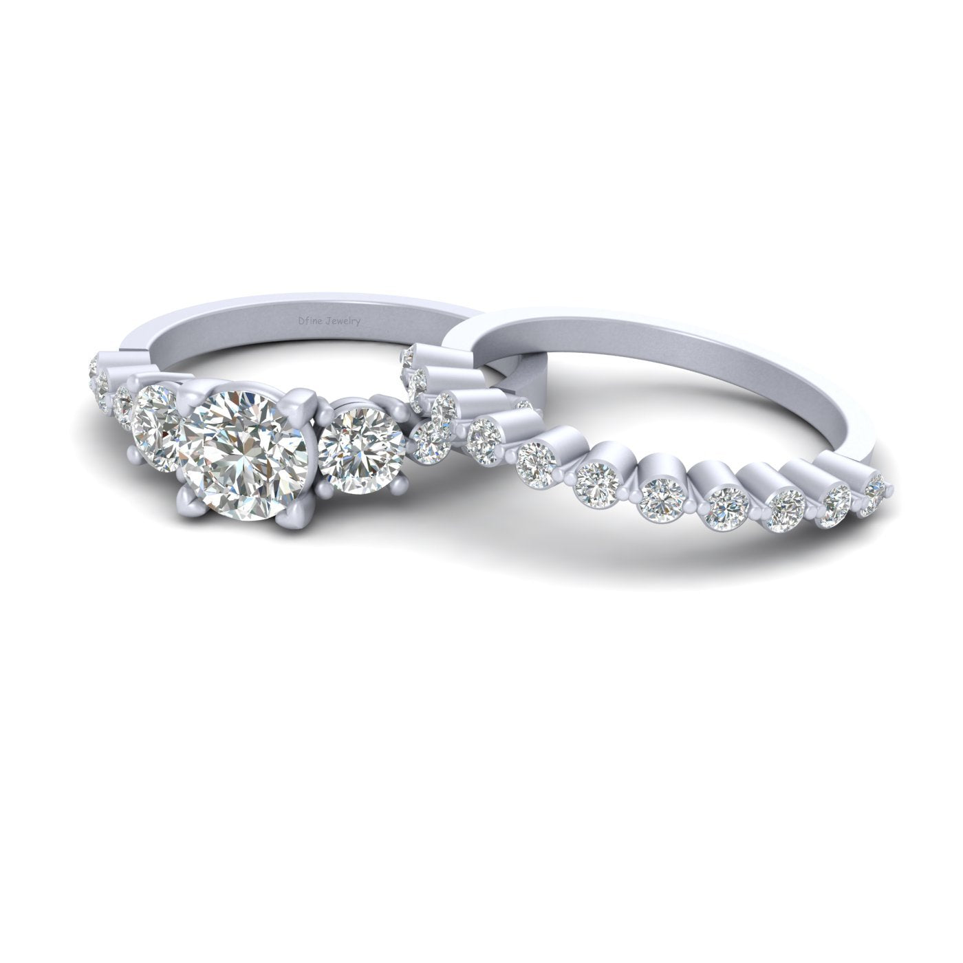 THREE STONE DIAMOND RING SETS