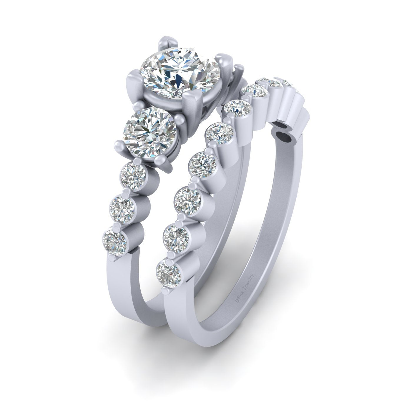 THREE STONE DIAMOND RING SETS