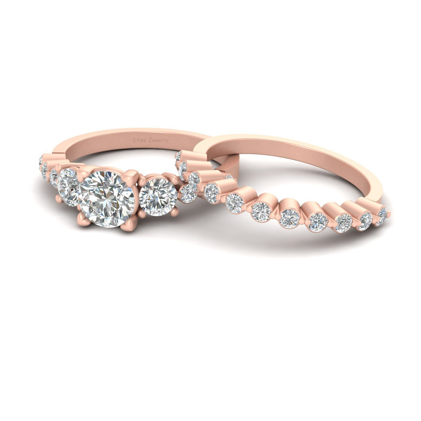 THREE STONE DIAMOND RING SETS