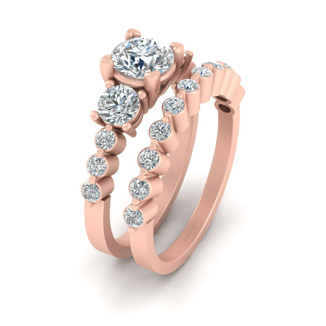 MOISSANITE 3 STONE ENGAGEMENT RING SET