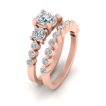 MOISSANITE 3 STONE ENGAGEMENT RING SET