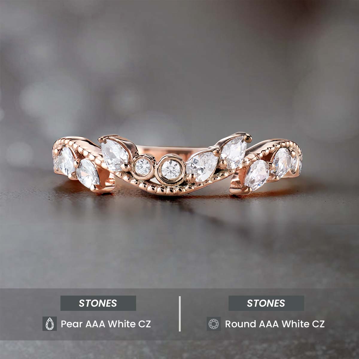 CZ Diamond Wedding Band Engagement Ring Enhancer Art Deco Jewelry